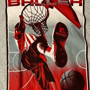 AND1 Red and Black Basketball Dunk Tee